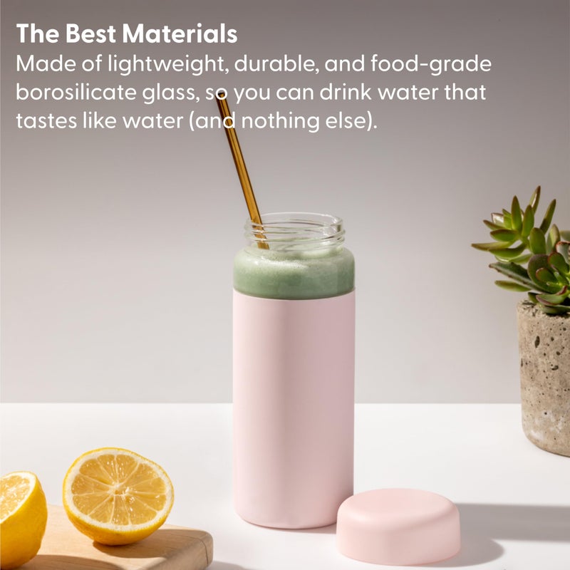 WP W&P Porter Glass Wide Mouth Bottle w/ Protective Silicone Sleeve | Charcoal 16 Ounces | On-the-Go | Reusable Bottle | Portable and Lightweight | Dishwasher Safe - Image 4